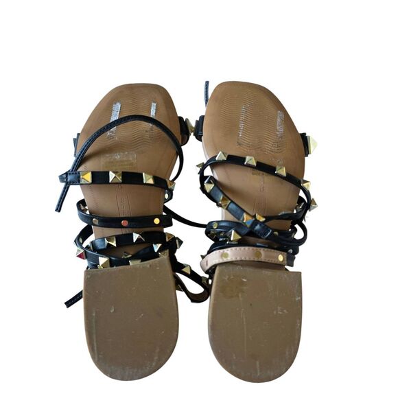 Steven New York Byrin Heeled Sandal Size 6 Black Wraparound Block Heel Studded - Picture 9 of 9